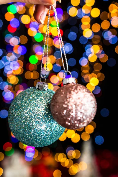 Celebración Decoración Navidad Contra Fondo Luces Bokeh —  Fotos de Stock
