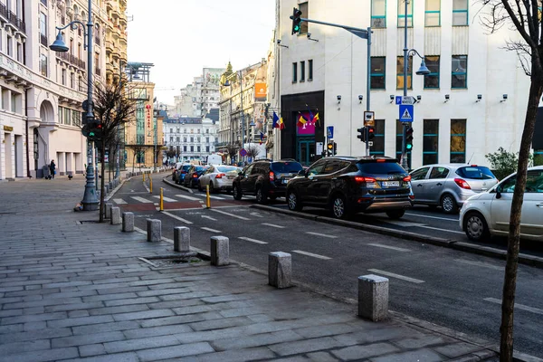 Trafic Automobile Aux Heures Pointe Dans Centre Ville Pollution Automobile — Photo