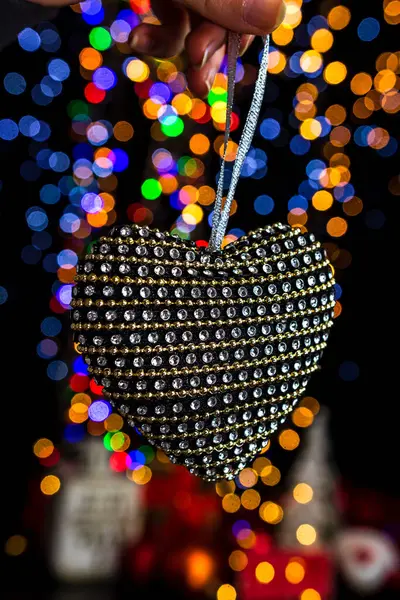 Celebración Decoración Navidad Contra Fondo Luces Bokeh —  Fotos de Stock