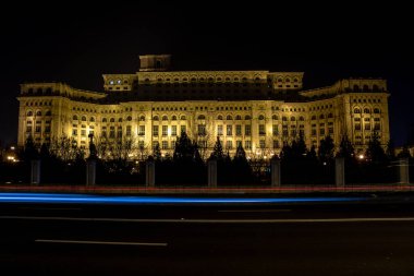 Gece vakti Parlamento Sarayı, Bükreş, Romanya