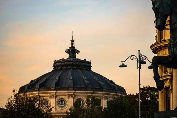 Detailansicht Über Das Rumänische Athenaeum Oder Ateneul Roman Zentrum Der — Stockfoto