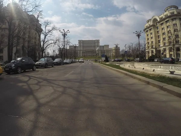 Nessun Ingorgo Nessun Inquinamento Strade Vuote Nel Centro Bucarest Romania — Foto Stock