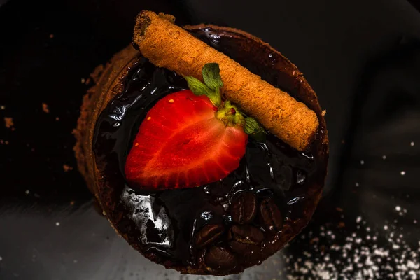 Sobremesa Mousse Chocolate Bolo Chocolate — Fotografia de Stock