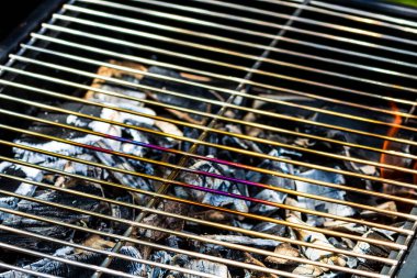 Ateşli ve kömürlü barbekü ızgarası.