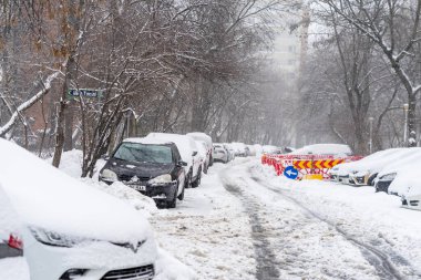Bükreş 'teki yerleşim yeri Romanya' da şiddetli bir kar fırtınası sonrasında park halindeki araçlar derin karla kaplandı