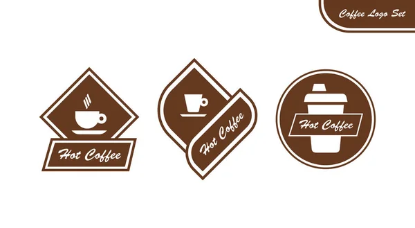 Logo Kawy Ustawione Wektor Monochromatyczny Pojedyncza Ilustracja — Wektor stockowy
