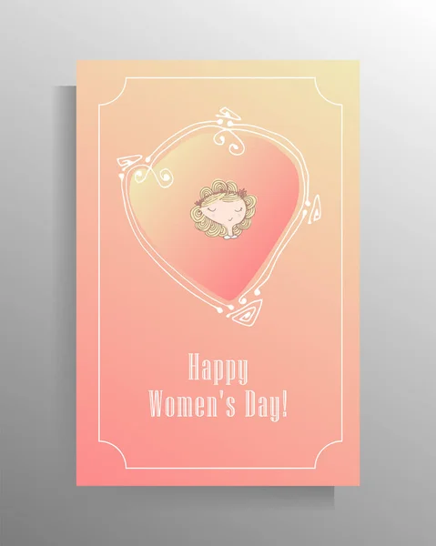 Dia Das Mulheres Cartão Postal Modelo Design Delicado Cores Pastel — Vetor de Stock