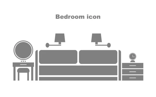 Dormitorio Monocromo Icono Silueta Vectorial Ilustración Aislada Sobre Fondo Blanco — Vector de stock