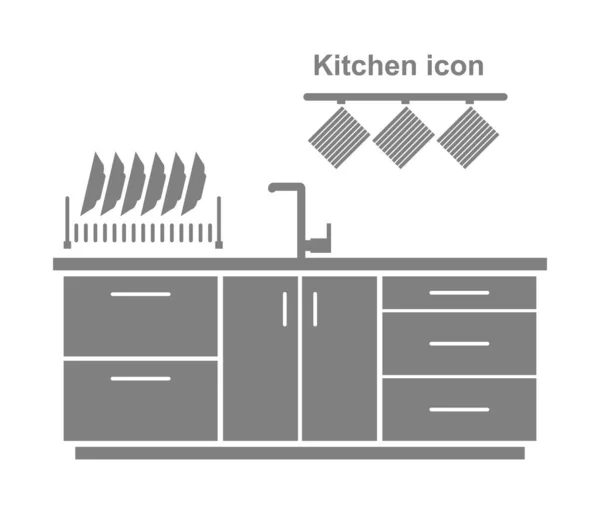 Icono Muebles Cocina Silueta Vectorial Ilustración Aislada — Vector de stock