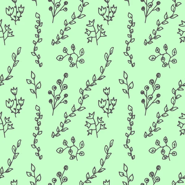 Plantes Fleurs Motif Doodle Texture Sans Couture Pour Textiles Papiers — Image vectorielle