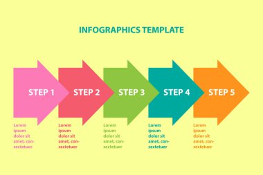 İş sunumu için bilgi grafikleri şablonu. Vektör renk illüstrasyonu.