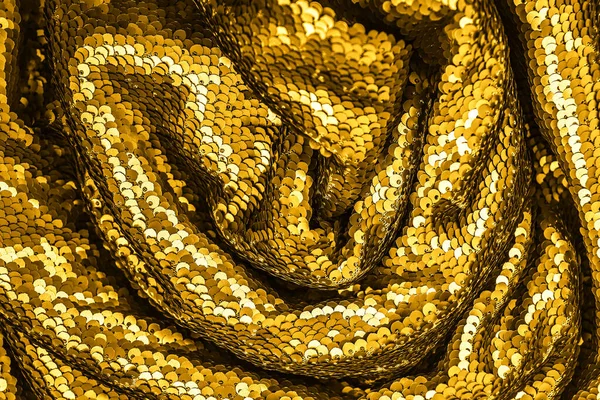 Golden Shiny Fabric Sequins Abstract Background Color 2021 — Foto Stock