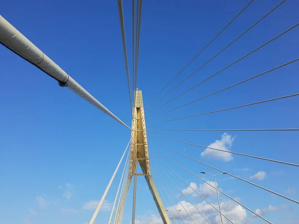 Signature Bridge Cantilever Spar Cable Stayed Bridge Which Spans Yamuna — Stock Photo, Image