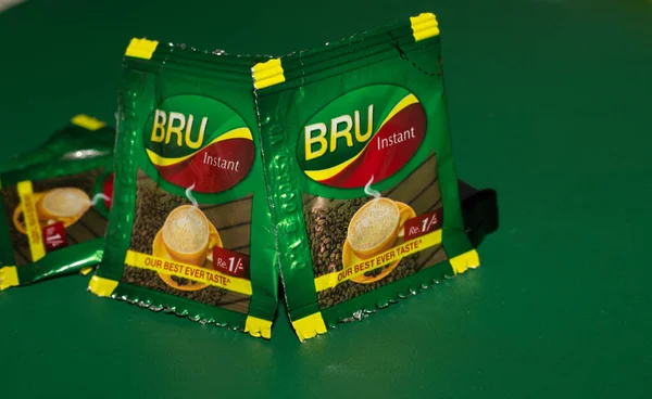 Delhi India Junio 2021 Primer Plano Bru Instant Coffee Pack —  Fotos de Stock