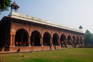 Diwan i Aam seyirci salonu, Hindistan Seyahat Turizm Arkaplanı - Kızıl Kale (Lal Qila) Delhi - Dünya Mirası Bölgesi. Delhi, Hindistan