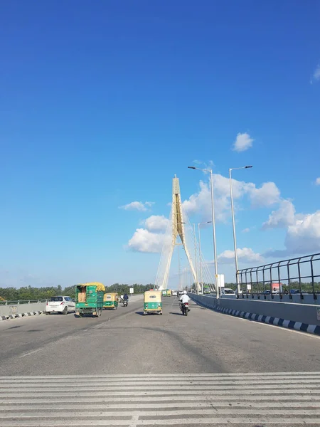 Delhi Índia Junho 2021 Ponte Assinatura Uma Ponte Cantilever Que — Fotografia de Stock