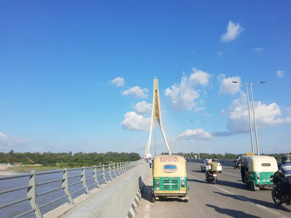 Delhi India Czerwca 2021 Signature Bridge Most Linowy Typu Spar — Zdjęcie stockowe