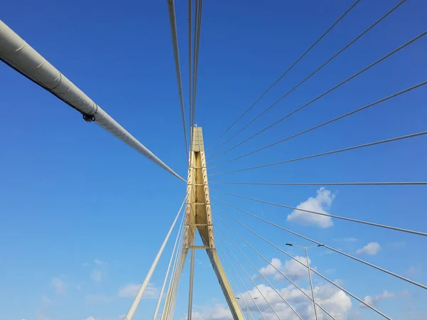 Signature Bridge Cantilever Spar Cable Stayed Bridge Which Spans Yamuna — Stock Photo, Image