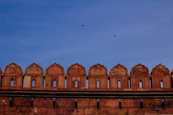 Kırmızı Kale Duvarı Lal Qila Delhi Dünya Mirası Alanı Kızıl — Stok fotoğraf