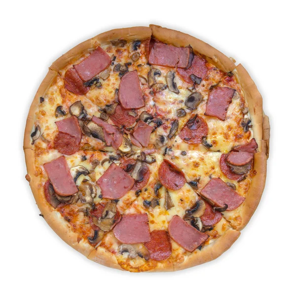 Tam daire pizza Üstten Görünüm