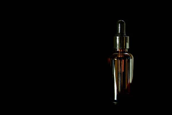 Dropper Bottle Cosmetic Product Isolated Black Background Serum Skin Care — Stock Photo, Image