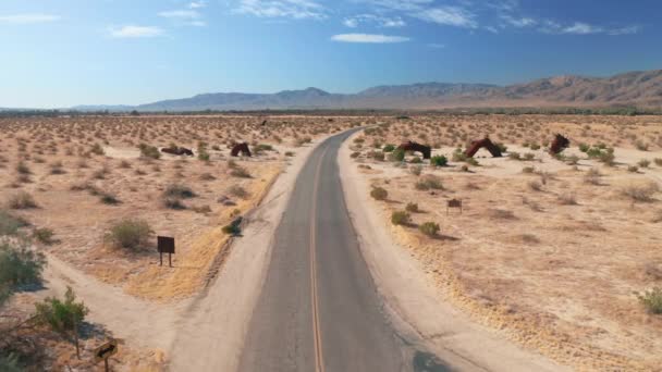 Jalan raya kosong di Gurun Anza Borrego, California, Amerika Serikat — Stok Video