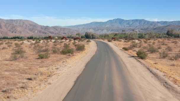 Estrada de asfalto vazia no deserto de Anza Borrego, Califórnia, EUA — Vídeo de Stock