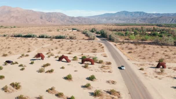 Auta v poušti Anza Borrego, Kalifornie, USA — Stock video
