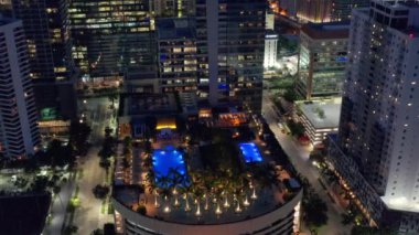 Miami 'de palmiye ağaçları şömineli çatı ve havuz manzaralı.