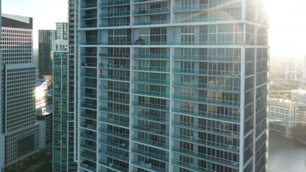Contemporary urban cityscape view. Cinematic glass design apartment buildings 4K — Stock Video