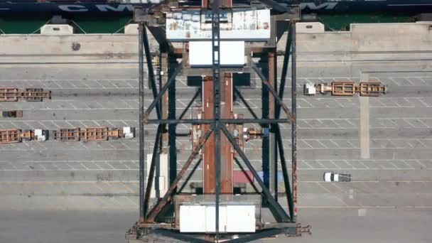 Overhead container laden vrachtschip, tijd Lapse 4K, schip in Miami haven — Stockvideo