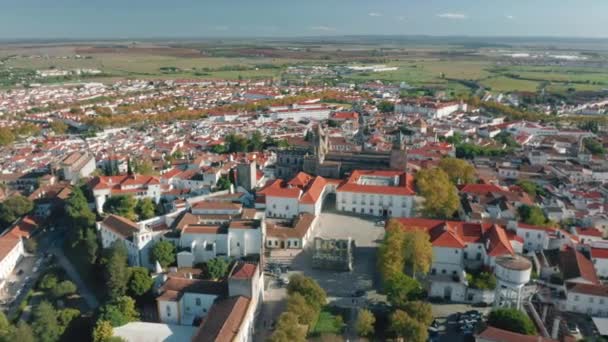 Alentejo, Portugália. Légi kilátás a gyönyörű középkori városkép — Stock videók