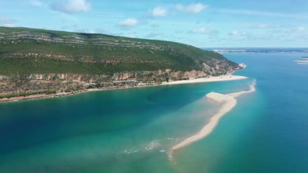 Aerial view of the isolated island covered with lush vegetation — Vídeo de stock