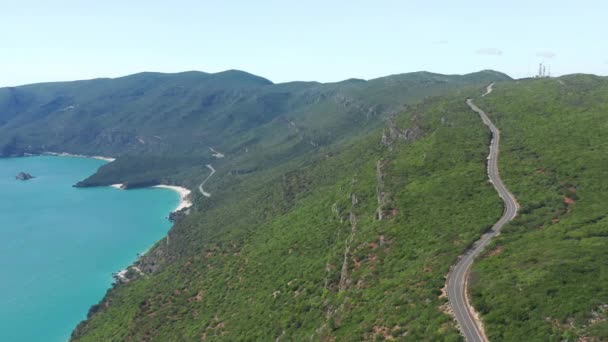 Arrabida. Portugal. A breathtaking aerial sight of a lovely beach — Wideo stockowe