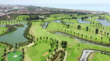 Albufeira, Portugal. Aerial footage of scenic landscape of the resort