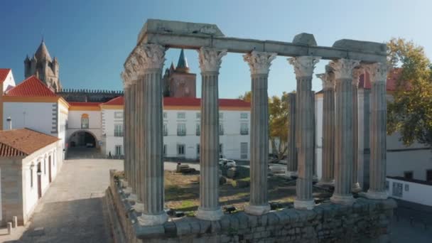 Aerial view of the Renaissance columns made of marble and granite — Stock videók