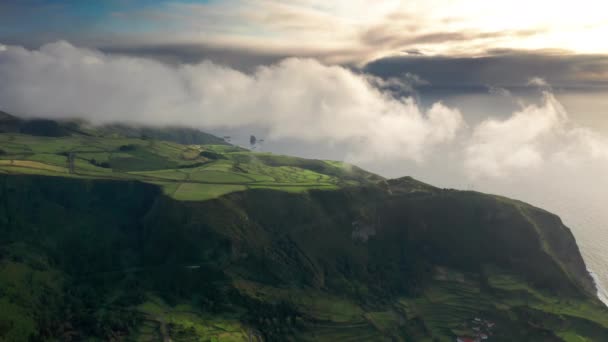 Поля, розташовані на горах Поко-Рібейра-ду-Феррейру, Алагоїнха, острів Флорес. — стокове відео
