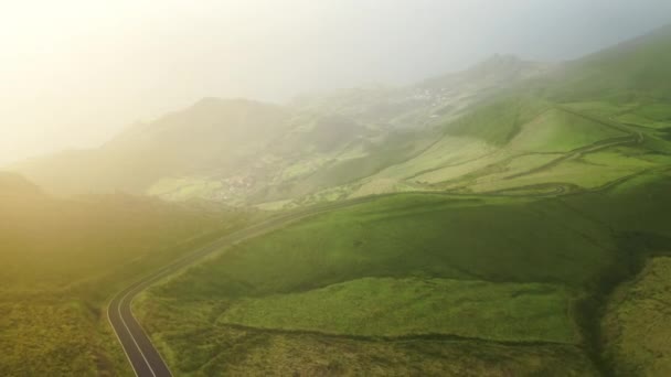 Strada tra i campi verdi dell'isola di Flores, Azzorre, Portogallo, Europa — Video Stock