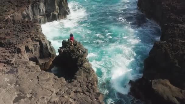 Lava cliffs within the Atlantic Ocean — Stock Video