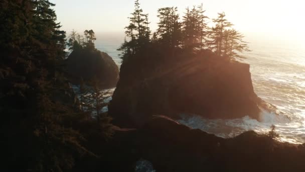 Natürliche Brücken Aussichtspunkt in Samuel Boardman State Scenic Corridor, 4K Natur — Stockvideo