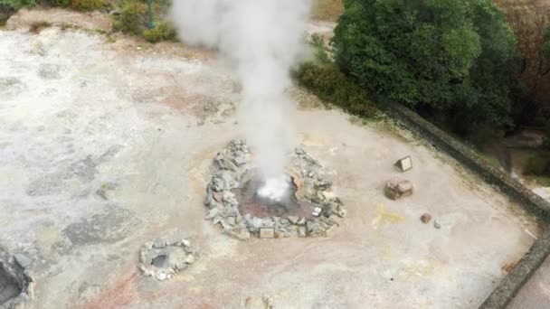 Geothermalbecken von Caldeiras das Furnas im Nationalpark auf der Insel Sao Miguel — Stockvideo