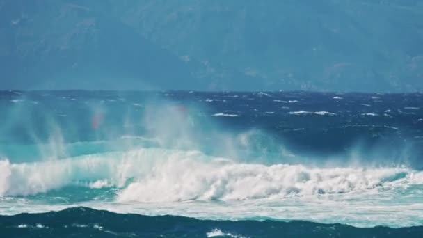Filmischer Blick auf Windsurfer, die über den Ozean segeln, Scenic Jaws Beach 4K USA — Stockvideo