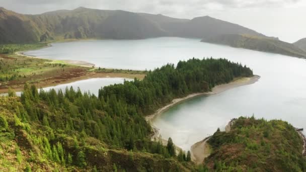 Sao Miguel Island, Azores, Portugal. Beautiful Azores fjord at sunset — Stock Video