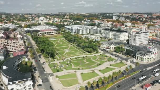 Picturesque cityscape with antique square covered with greenery — Stock Video