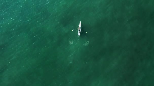 Beautiful scenery of a vessel within turquoise sea waters — Stock Video