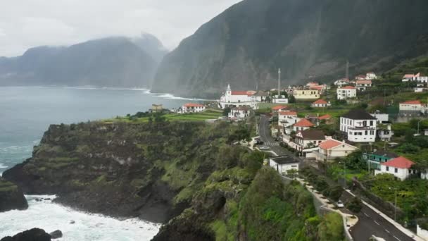 Vista aérea de uma vasta camada de vegetação que cobre a ilha — Vídeo de Stock