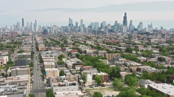 Cinematic 4K antena Illinois USA. Miejskie nagrania z wakacji, Chicago, USA — Wideo stockowe