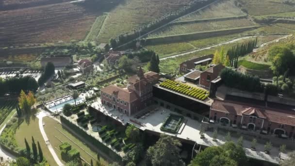 Villas de lujo situadas en el campo de Peso da Regua, Vila Real, Portugal — Vídeo de stock