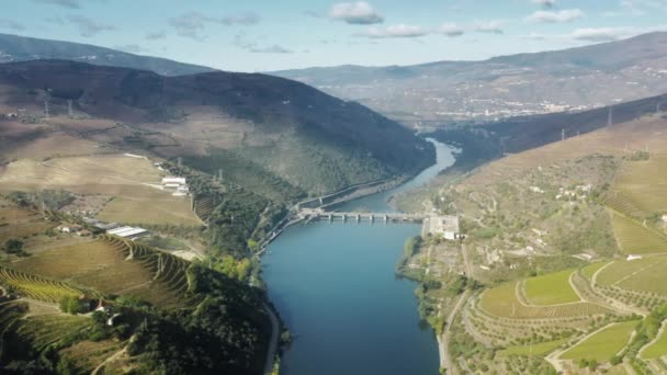 Peso da Regua, Vila Real, Portekiz 'in Douro Nehri kıyısında yer alır. — Stok video