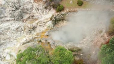 Furnas volkanı Azores jeosite tepeden görüldüğü gibi